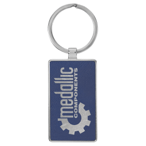 Laserable Leatherette Rectangle Keychain