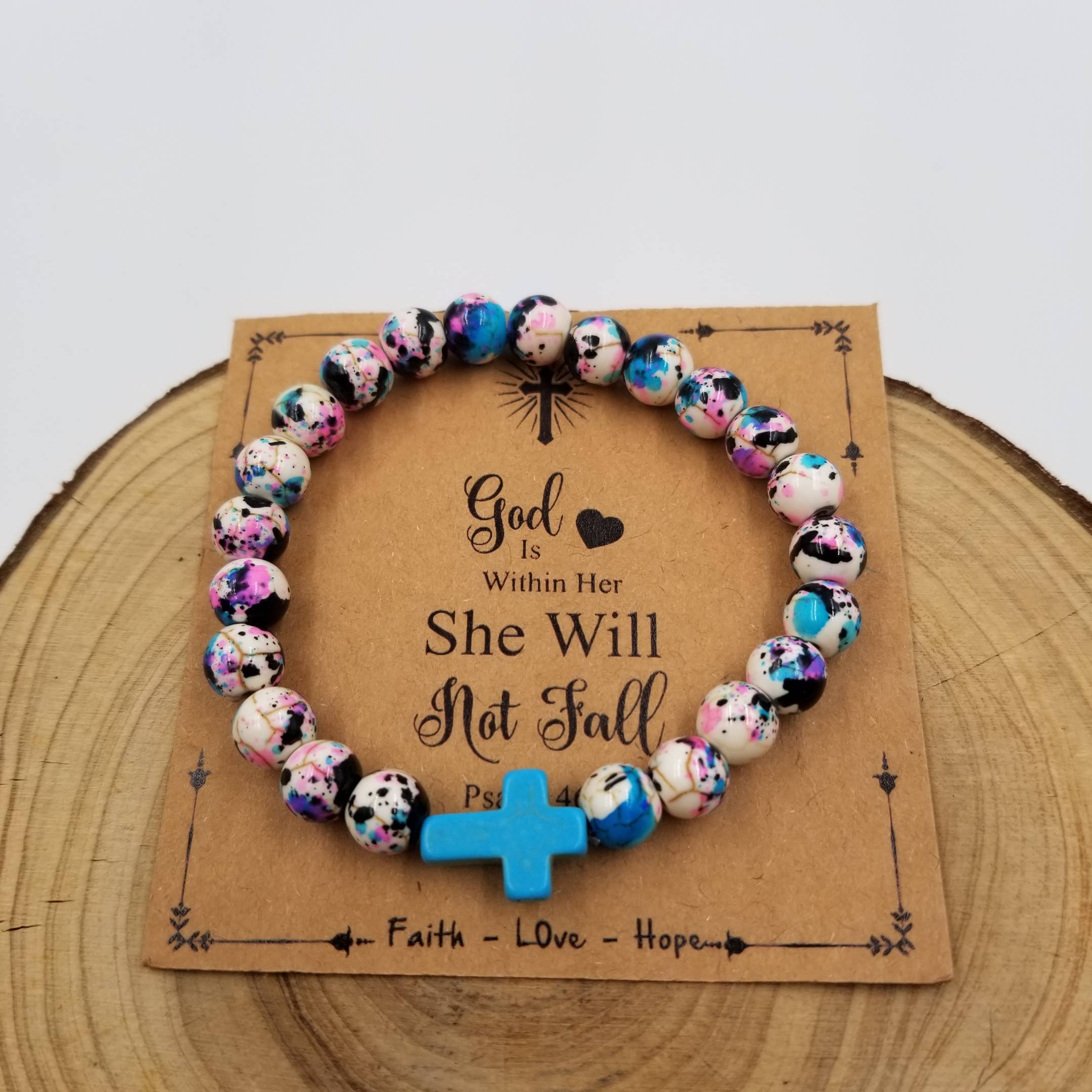 Natural Stone Friendship Cross Bracelet