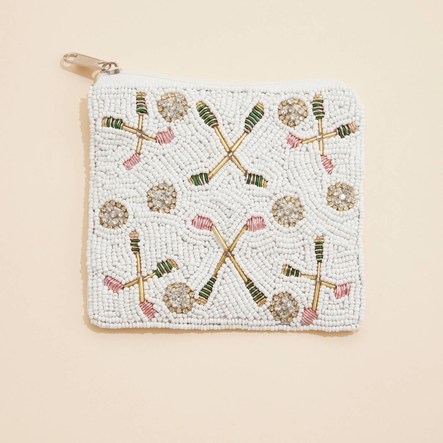 Beaded Golf Club & Ball White | Coin Pouch
