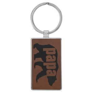 Laserable Leatherette Rectangle Keychain