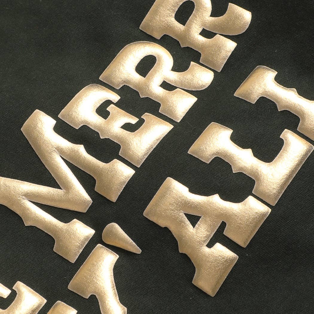 BE MERRY Y'ALL Metallic Gold PUFF Heavyweight Sweatshirt