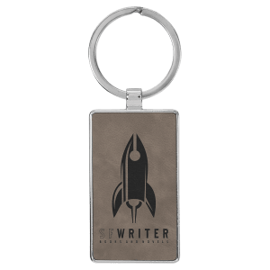 Laserable Leatherette Rectangle Keychain