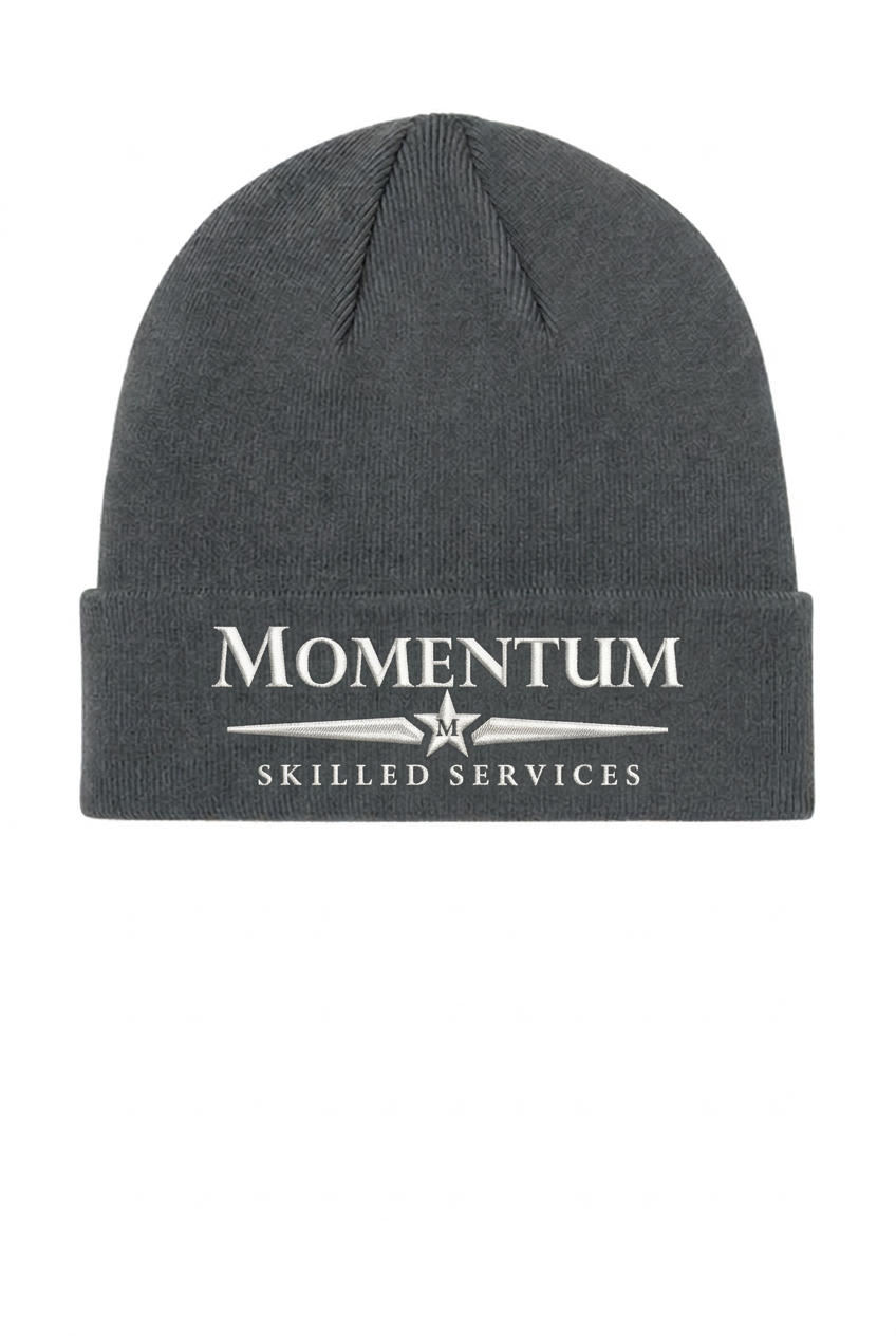 Light Anchor Heather Grey beanie with smaller embroidered logo