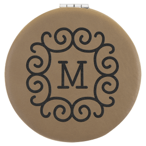 Laserable Leatherette Compact Mirror