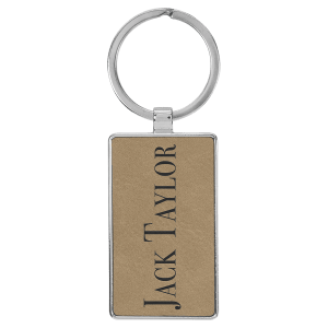 Laserable Leatherette Rectangle Keychain