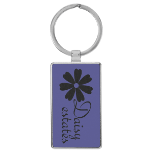 Laserable Leatherette Rectangle Keychain