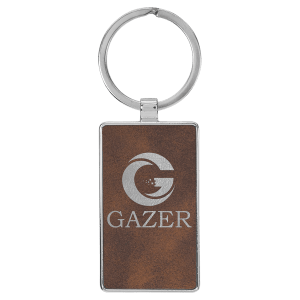 Laserable Leatherette Rectangle Keychain