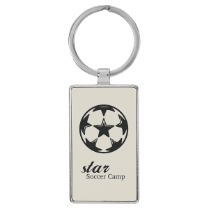 Laserable Leatherette Rectangle Keychain